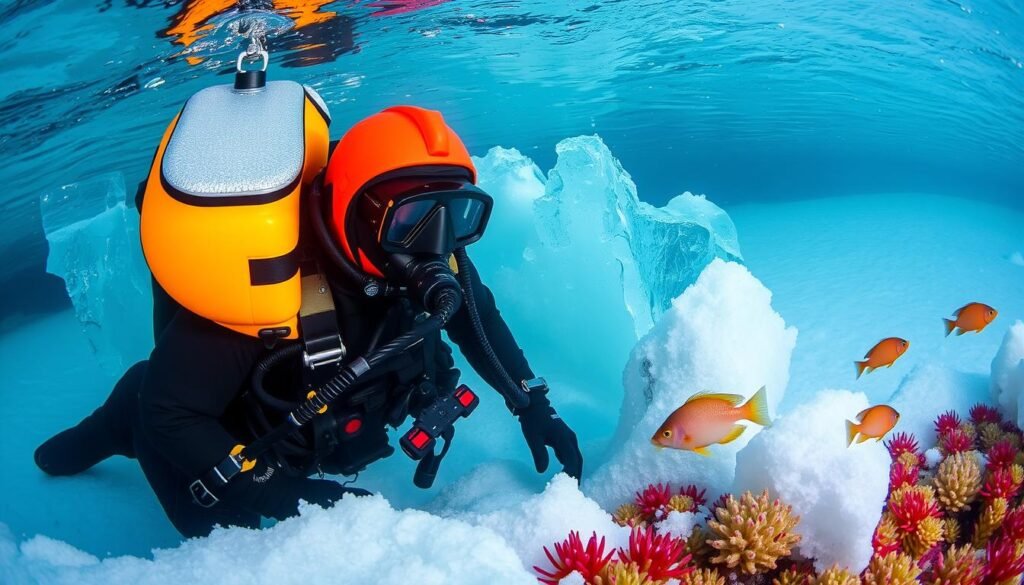 Preventing hypothermia during ice dives