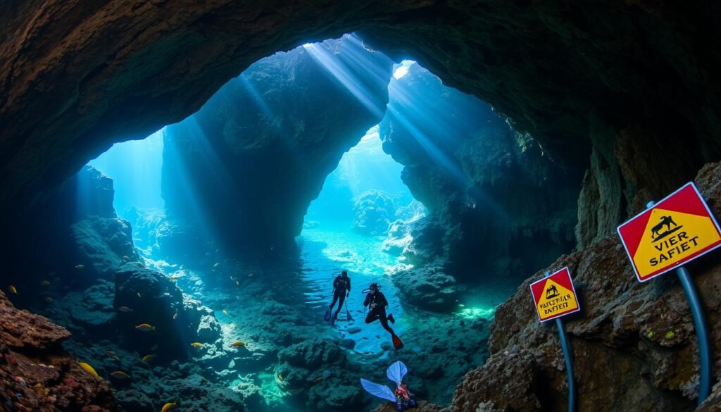 cave diving sign