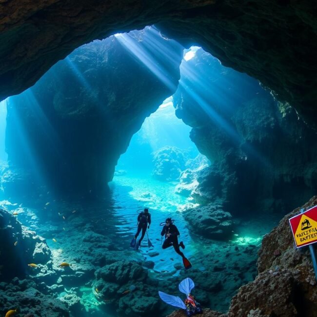 cave diving sign