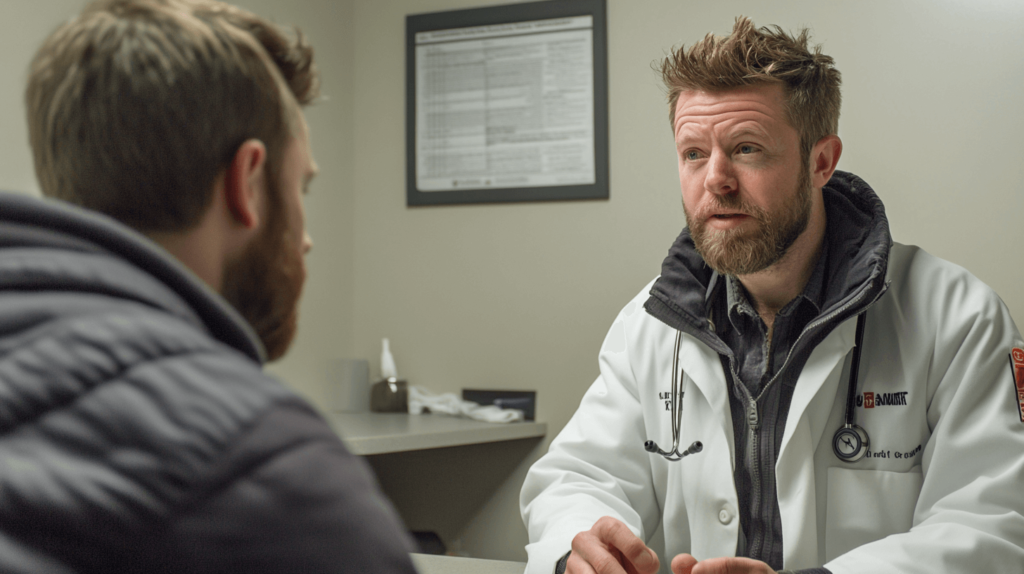 Complete Scuba Diving Certification Process: A Step-by-Step Guide 31 A diver speaking with a doctor about health conditions before certification.